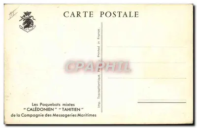 Paquebot "Calédonien" — "Tahitien" — Compagnie des Messageries Maritimes — Verso