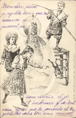 Children around a large aquarium — publisher P. HAVENNAIS, Paris — series 148