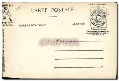 Aterrissagem Ventarrièr — desenho humorístico — E.R., Paris — Verso