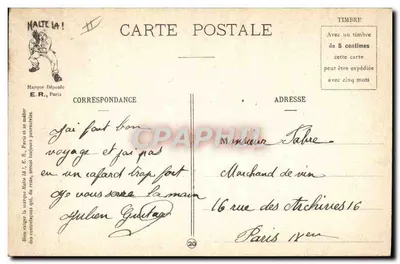 Antes da inspeção — Cenas militares — E.R., Paris, Modelo depositado N° 15351 — Verso