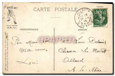 Aux petits soins des canassons — A Vida Militar — E.R., Paris, Modelo depositado n° 14.877 — Verso