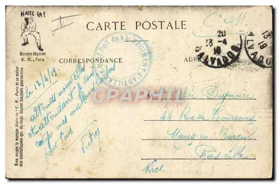 La Bienvenue — Scènes Militaires — E.R. Paris — Modèle déposé n° 14877 — Rewers