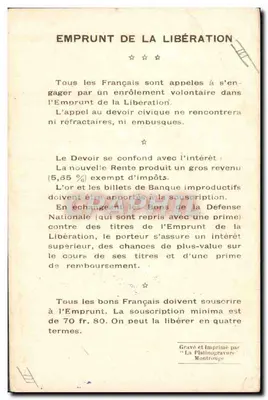 Général Maistre — Commandant un Groupe d'Armées, Bataille de la Marne, 1918 — Gravé et Imprimé par La Platinogravure Montrouge — Verso