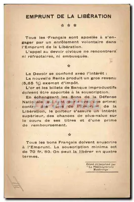 Geral de Mitry — Comandante de uma armada na Batalha da Marne, 1918 — Empréstimo da Liberdade — Verso