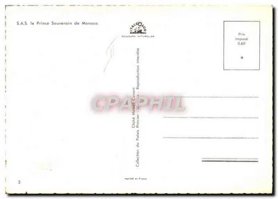 S.A.S. o Príncipe Soberano de Mônaco — Fotografia oficial — Cliché Howell Princier, Coleção do Palácio de Mônaco — Verso