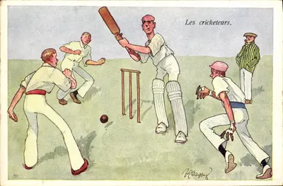 Die Cricketer. — Illustration von Robert Thompson — B.K.W.L. London