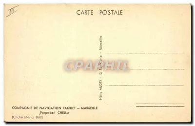 Paquebote Chella — Companhia de Navegação Paquet — Marselha — Verso