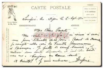 Casamento da Senhorita LA CLASSE — Aviso de Casamento — E.R., Paris, Modelo depositado N° 2156 — Verso