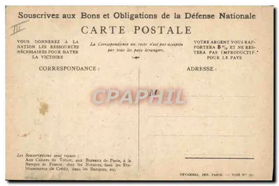 Soldado gritando 'Oh les aura !' — Subscreva os Títulos da Defesa Nacional — Devambez, Imp. Paris, Visé N° 90 — Verso