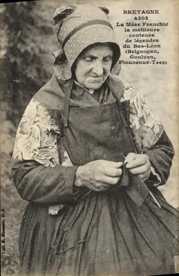 Bretagne — La Mère Franchic, la meilleure conteuse de légendes du Bas-Léon (Brignogan, Plounéour-Trez) — Coll. R. Harmonie, St-B.
