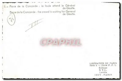 Place de la Concorde — multidão aguardando o General de Gaulle — Éditions S.T.L. Lavelle, Série 5 — Verso
