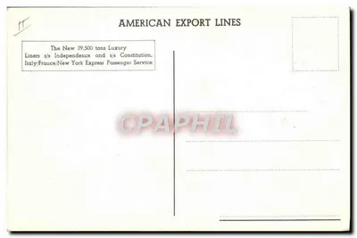 Costa Azul — O navio Independence — American Export Lines — Verso