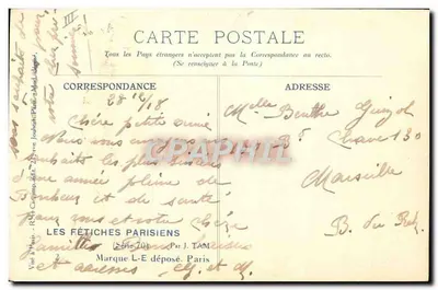 Glückwünsche — Die Pariser Fetische — J. TAM, Paris, Serie 70 — Rückseite