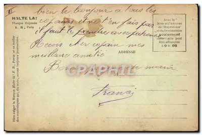 A vida militar — Parada no farol !!! — E. R. Paris, n° 14.877 — Verso