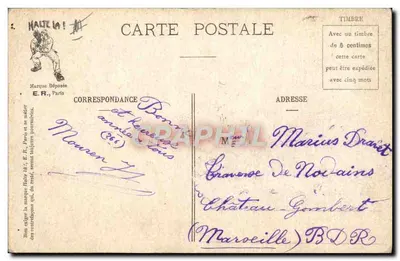 Cenas Militares — Na Chuveirada — E.R., Paris, Modelo depositado n°14877 — Verso
