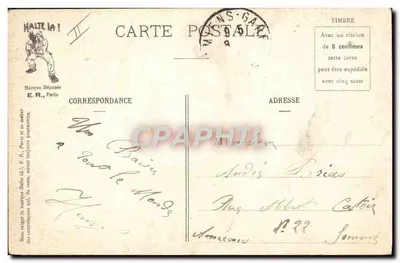 Sceny wojskowe — Coup du quart — E.R., Paryż, n° 14877 — Rewers