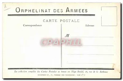 Orfanato das Forças Armadas — Sujeito: orfanato militar — Editor: Devambez Gr., Passage des Panoramas, Visé N°17 — Verso