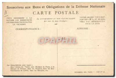 Soldado em ação — Slogan patriótico — Devambez, Imp. Paris, Visé N° 90 — Verso