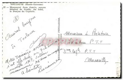 Toulouse (Haute-Garonne) — Pomnik Jean Jaurèsa, plac generała de Gaulle — Wydawnictwo Marcel Pendariès — Rewers