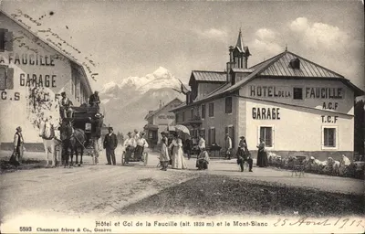 Hotel i Przełęcz Faucille (wys. 1828 m) oraz Mont-Blanc — Charnaux frères & Co., Genewa, nr 5593