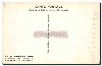 Paquebote "Djebel-Dira" — Argélia - Tunísia — Cie de Navigation Mixte — Verso