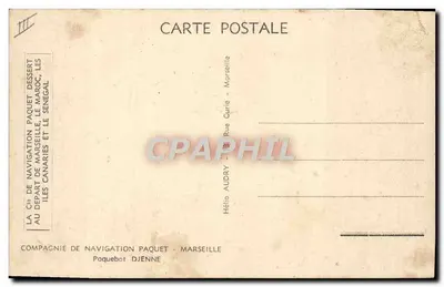 Paquebot Djenne — Compagnie de Navigation Paquet — Marsiglia — Verso