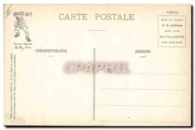 Escenas militares — A la espera del llamado de la noche — E.R., París, Modelo depositado N° 15351 — Reverso