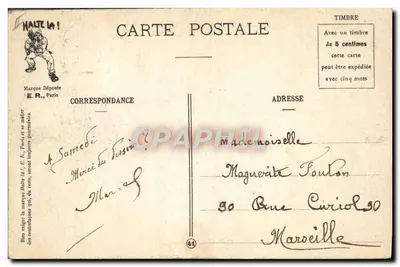 L'Échelle — caricatura de soldados em uma escada — E.R., Paris, Modelo depositado n° 18 — Verso