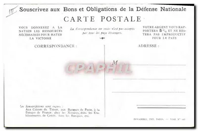 Soldaat in actie — Patriotisch slogan — Devambéz, Imp. Paris, N° 90 — Achterkant