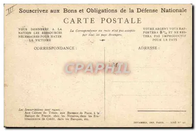 Soldado entusiasmado — Slogan patriótico — Devambéz, Imp. Paris, Viré N° 90 — Verso