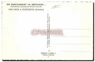 Ślub w Plougasnet (Finistère) — Reprodukcja akwareli Charlesa Homualka — Wydawnictwo « Gaby » — Rewers