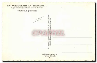 Brennilis (Finistère) — Reproductie watercolor van Charles Homualk — Uitgaven Gaby — Achterkant