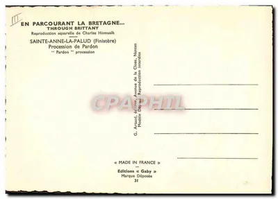 Procesja odpuszczenia w Sainte-Anne-la-Palud — Finistère — Wydawnictwo Gaby, Nantes — Rewers