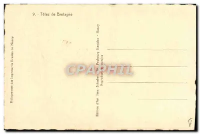 Portret mężczyzny — Bretania — Wydawnictwo Imprimeries Réunies de Nancy, nr 9 — Rewers