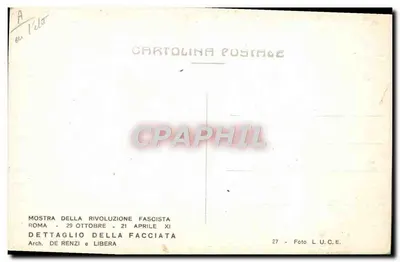 Nowoczesna pocztówka Mostra della Rivoluzione Fascista Roma — Rewers