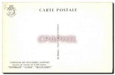 Navio merci — Compagnia delle Messagerie Marittime — Ed. Brunier, Parigi — Verso