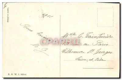 Due bambini vicino a un grande uovo di Pasqua — Kranzle Wien — timbro 5c verde — Verso