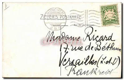 Soldat im grünen Uniform — Karikatur — E. Kueiijatter, n° 2B.P. ZIEHER'S POSTKARTE — Rückseite