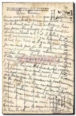Cenas Militares — As consequências de uma indigestão de fayots — E. R. Paris — Modelo depositado n° 15351 — Verso