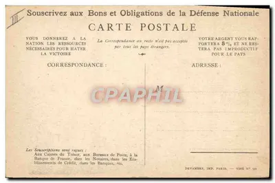 Soldat in Aktion — Patriotischer Slogan — Devambez, Imp. Paris, N° 90 — Rückseite