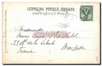Cortejo imperial em Paris — Bilhete postal italiano — Verso