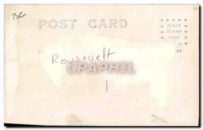 Roosevelt — orador em exterior — carta postal — Verso