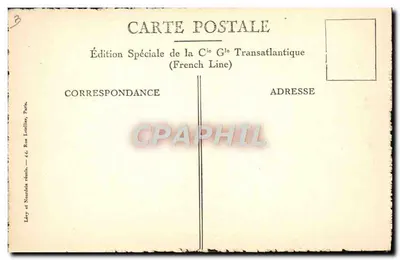 S/S "de GRASSE" — Cabine externa com 1 cama — Edição Especial da Cie Gie Transatlantique — Verso