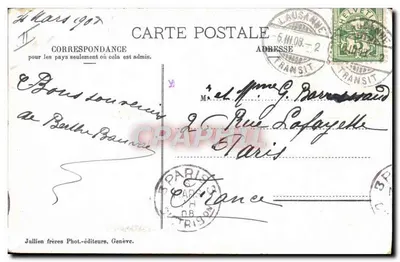 O Matiz nas Altas Alpes — J.J. 3092 — Jullien frères, Genebra — Verso
