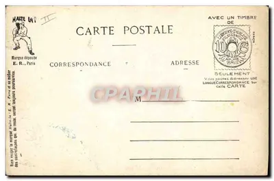 Patrouille d'observation — avion biplan en vol au-dessus d'un paysage rural — éditeur E.R. Paris, n° 14 — Verso