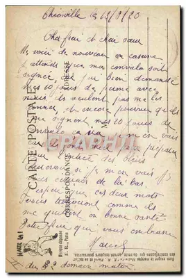 O ALFABETO DO SOLDADO — C PARA CORRESPONDÊNCIA TROUBLE — E.R. PARIS (Mod. Dép.) — Verso
