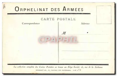 Journée de l'orphelinat des Armées — 20 juin 1915 — Siège Social, 16 rue de la Sorbonne — Verso
