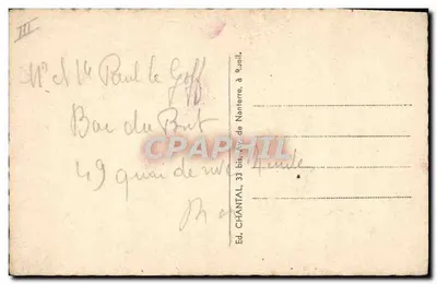 Portrait d'homme — homme souriant en costume et cravate — Éd. CHANTAL, 33 bis, Av. de Nanterre, à Rueil — Verso