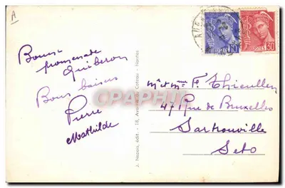 Breton i Bretonka paliące fajkę — Moja miła Bretania — J. Mozais, n°23 — Rewers