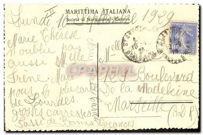 Vaporiero "Aquileja" & "Genova" — Celeri di lusso Genova-Bombay — Società di Navigazione - Genova — Verso